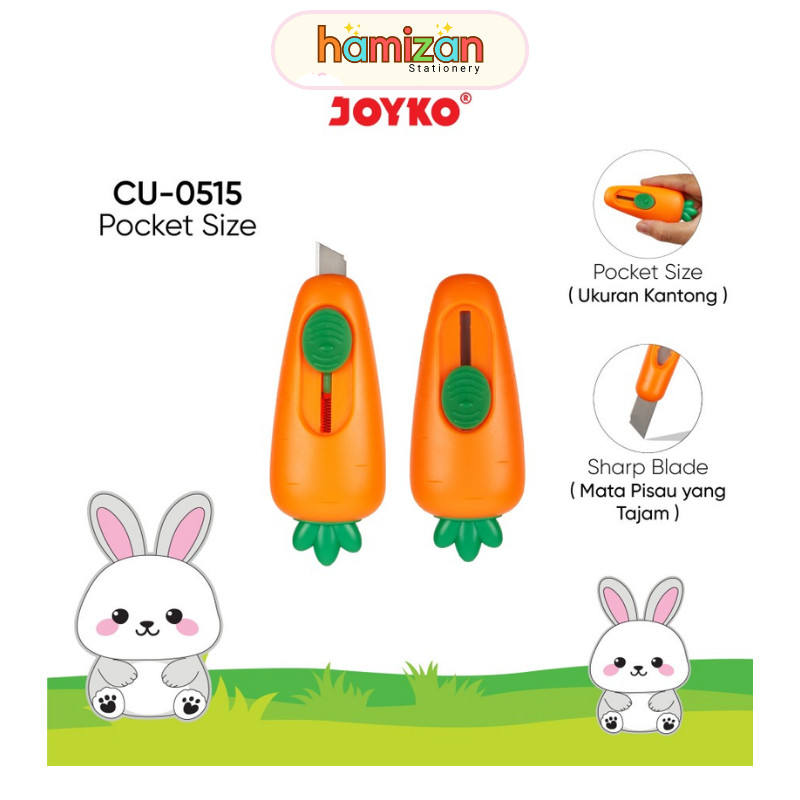 

( 1 pcs ) Cutter mini Wortel / Silet kecil Lucu model Wortel / Kater CU-0515 Orange CU0515 / Mini Cutter Pemotong Joyko CU-0515 Joyko warna Fancy Murah Berkualitas