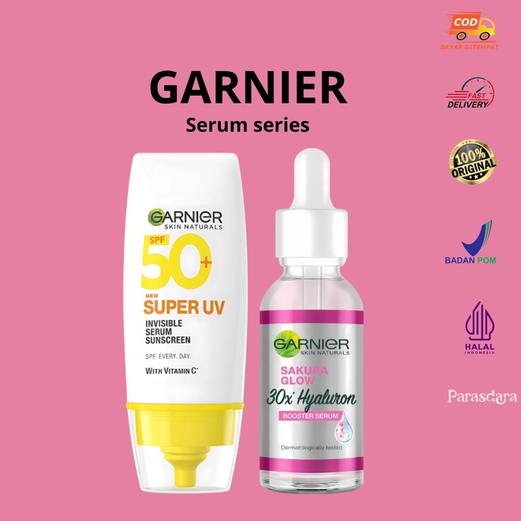 Garnier Serum Series | Sakura Glow 30x Hyaluron Booster Serum | SPF 50+ Super UV Serum Sunscreen