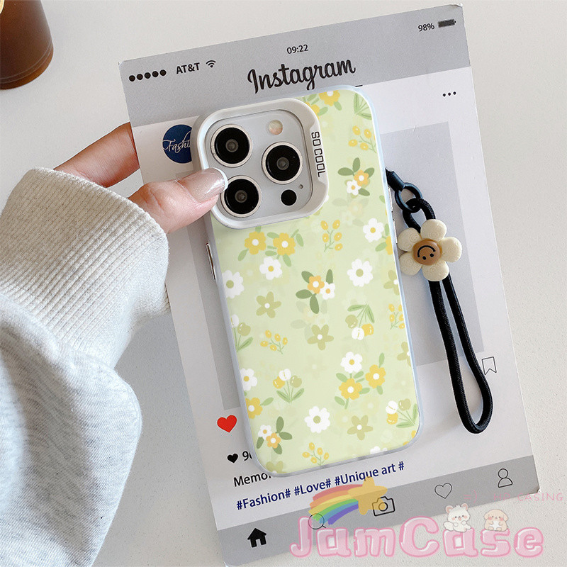 case iPhone 11 Bunga musim semi dengan tali tangan Casing ponsel cocok untuk iPhone 11 11PROMAXSoftc