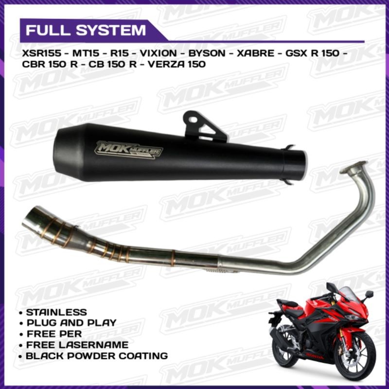 Knalpot Honda CBR150R Full System Type Japstyle Black Powder Coating