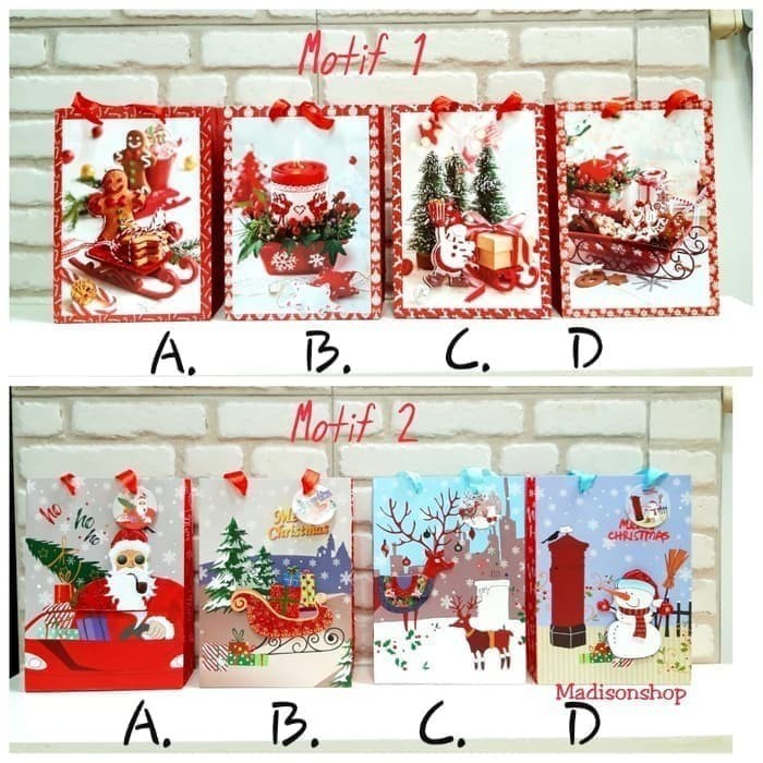 

Paper Bag Besar Merah Kantong Kado Santa Tas Sovenir Kado Natal Murah