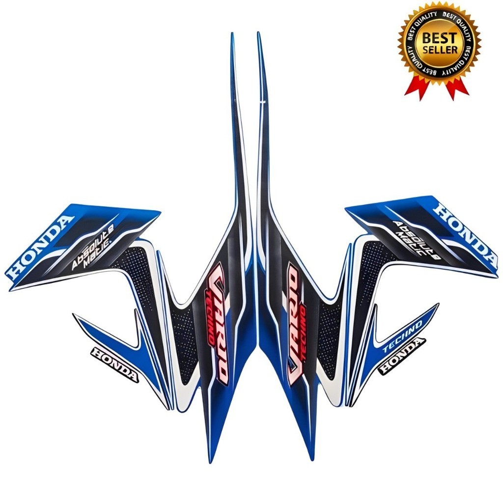 Stiker Striping Standart Honda Vario Techno 2010 110 Biru Hitam | Stiker Standart Vario Techno 2010