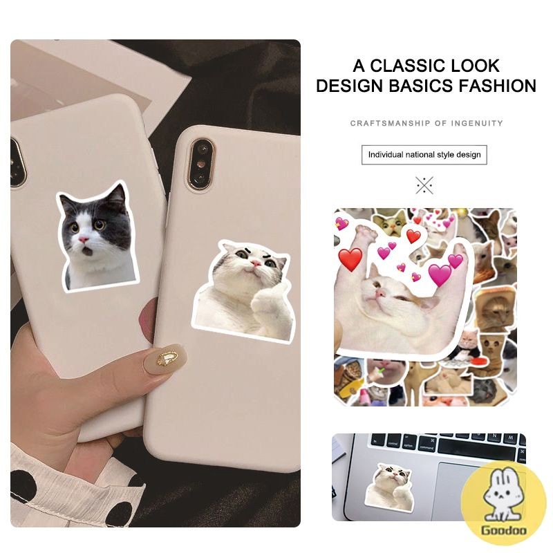 

[COD] skateboard gitar yang dipersonalisasi casing ponsel Stiker buku harian kucing lucu kartun koper grafiti -GD