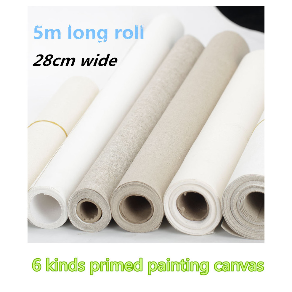 

0.28m *5m roll Artist Oil Acrylic Painting Cotton Linen Primed Studio Canvas Roll