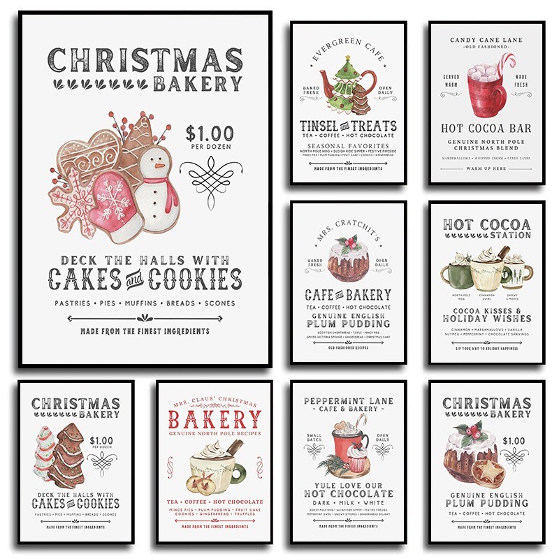 

Coffee Farmhouse Party Bread Hot Chocolate Posters and Prints Canvas Printing Wall Art Picture for Kitchen Bar Decor