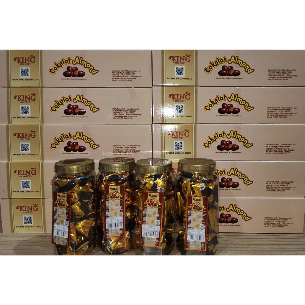 

D'KING Cokelat Almond (1 Kotak Isi 4 Toples) Bubblewrap Harga Termurah
