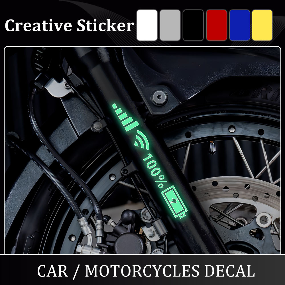Stiker Motor 2pcs  Glow Stickers 100% Wifi Battery Level Signal Funny  Moto Tail Box Waterproof Stic