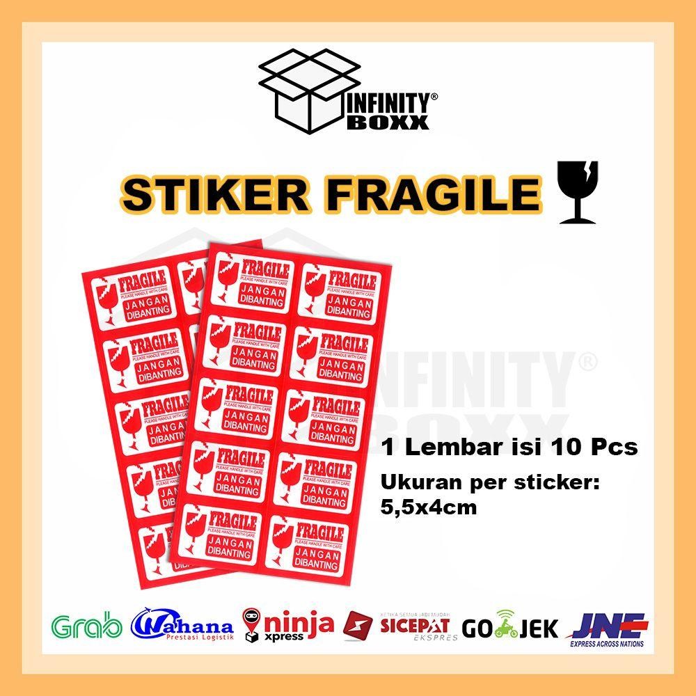

Sticker stiker fragile uk 5.5x4 , 10 pcs / lembar
