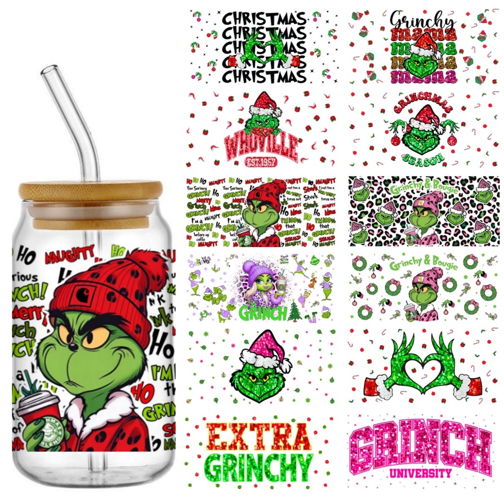 

Miniso Christmas Transfer Stickers Waterproof UV DTF Cup Mug Wraps Sticker DIY 3D Wrap Decal For 16oz Libbey Glass