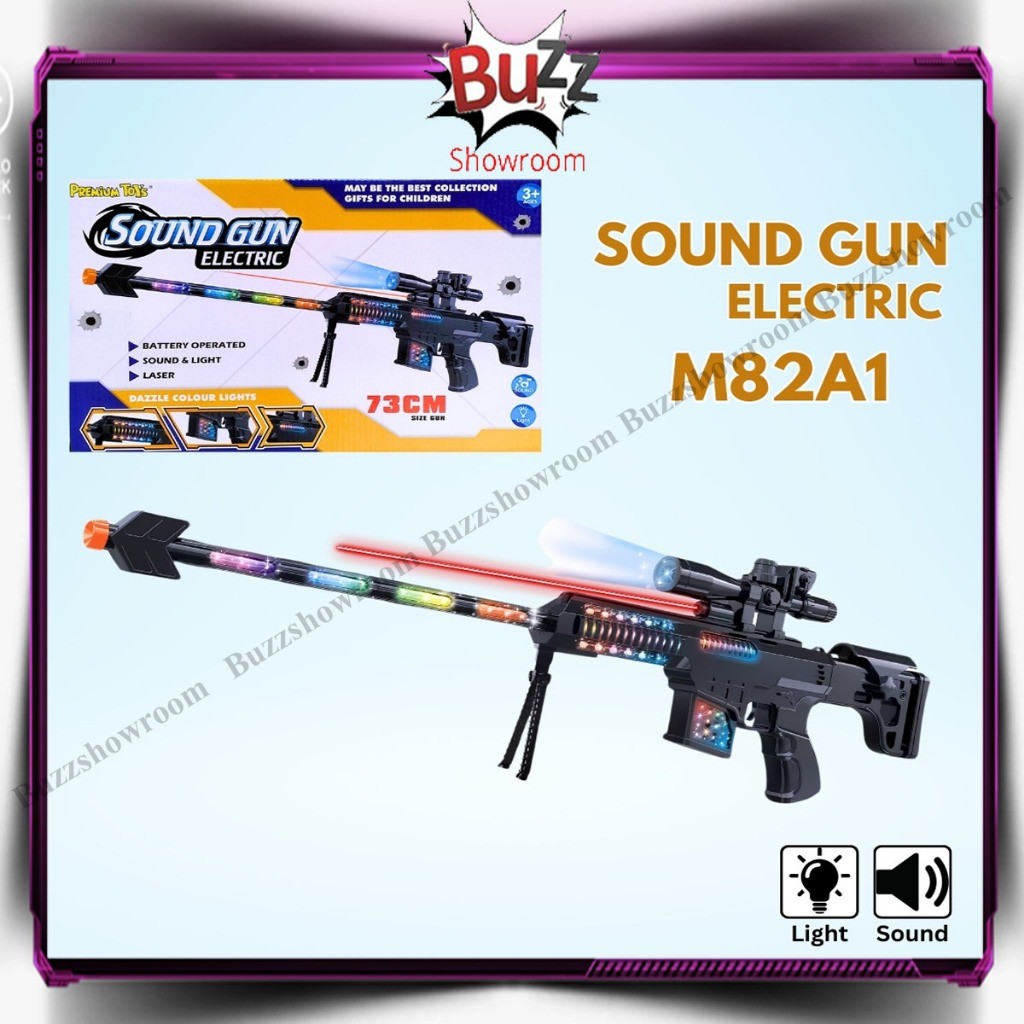 LETERSHOP Sound Gun Electric M82A1 Mainan Tembakan Anak Lampu Infrared Laser