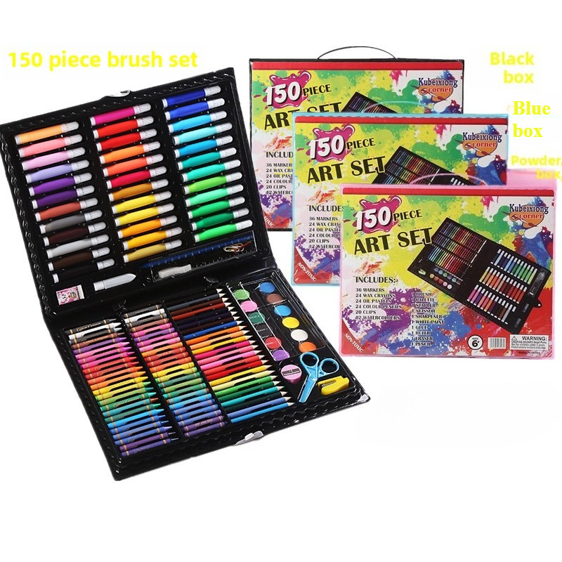 

150 Brush Set Children's Painting Stationery Art Oil Painting Stick Tool Watercolor Pen Crayon Pencil Graffiti Gift Box
