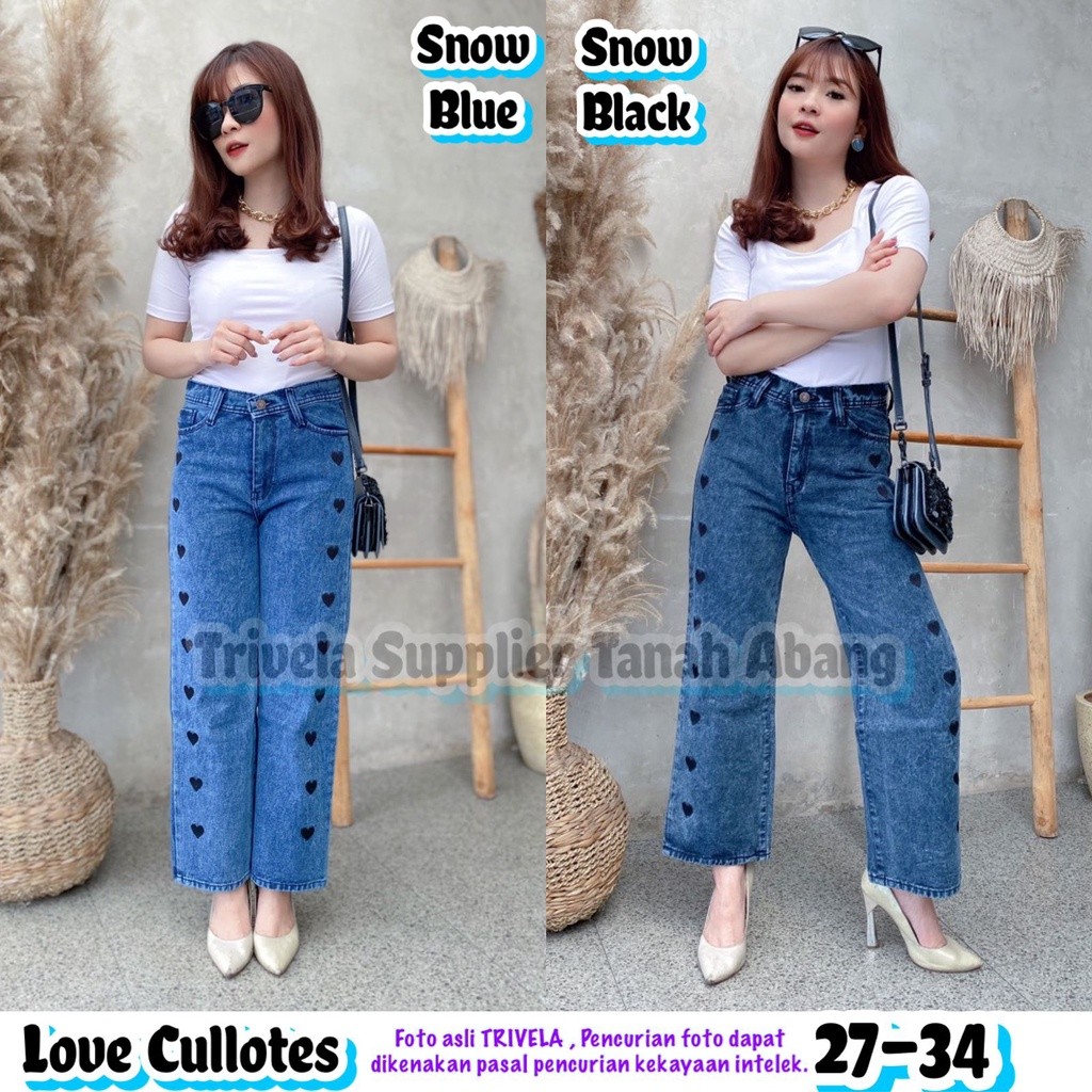 DHOLISHOP.ID Kulot Jeans Love Wanita / Love Cullotes / Kulot Love Jumbo / Kulot Love 27-34 / KULOTLO