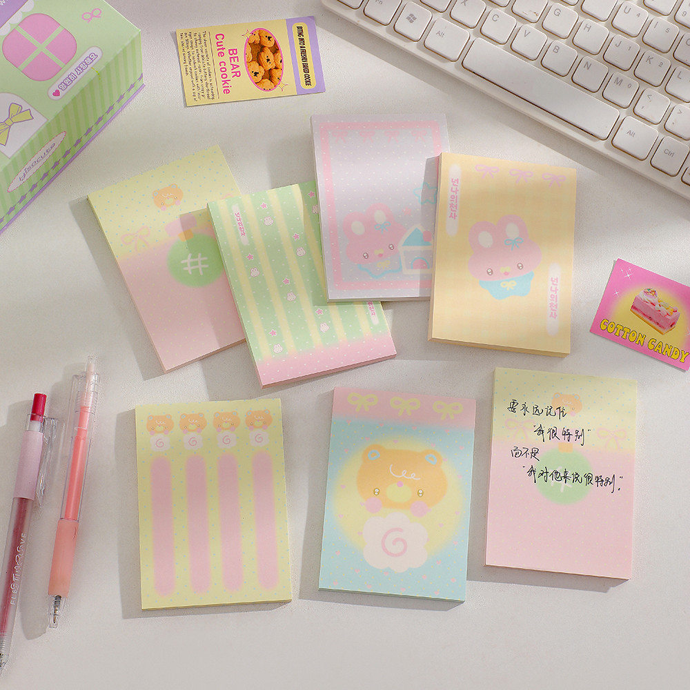 

100sheet 2set Kawaii Sticky Note Aesthetic Memo Pad Student Office Accessories Stationery Sticky Notes