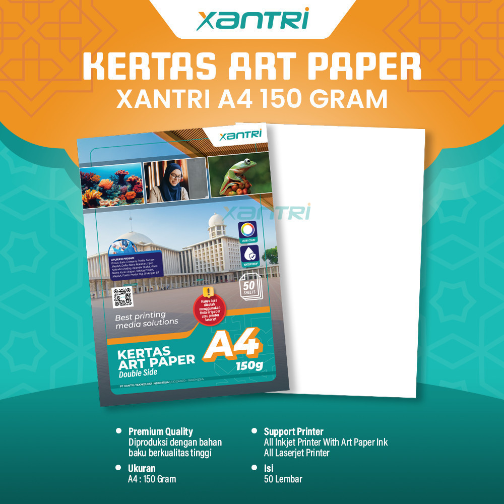 

Xantri - Kertas Art Paper Double Side A4 150gsm Photo Paper 150 Gram A4 For Printer Kertas Art Karton Cartoon Carton