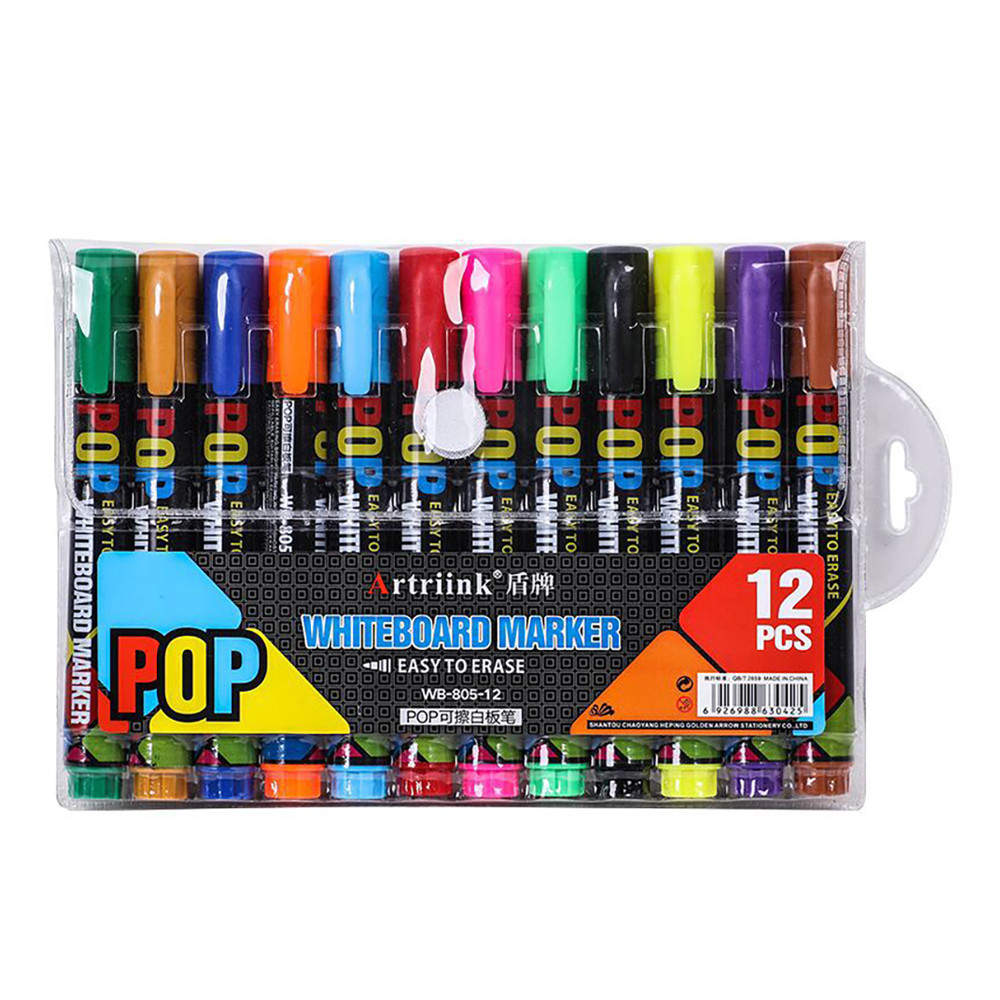 

8/12 Colour POP Whiteboard Marker Set,Erasable, Refillable,Safety,Non-Toxic,High Capacity,Office,Conferencing,Educational Items