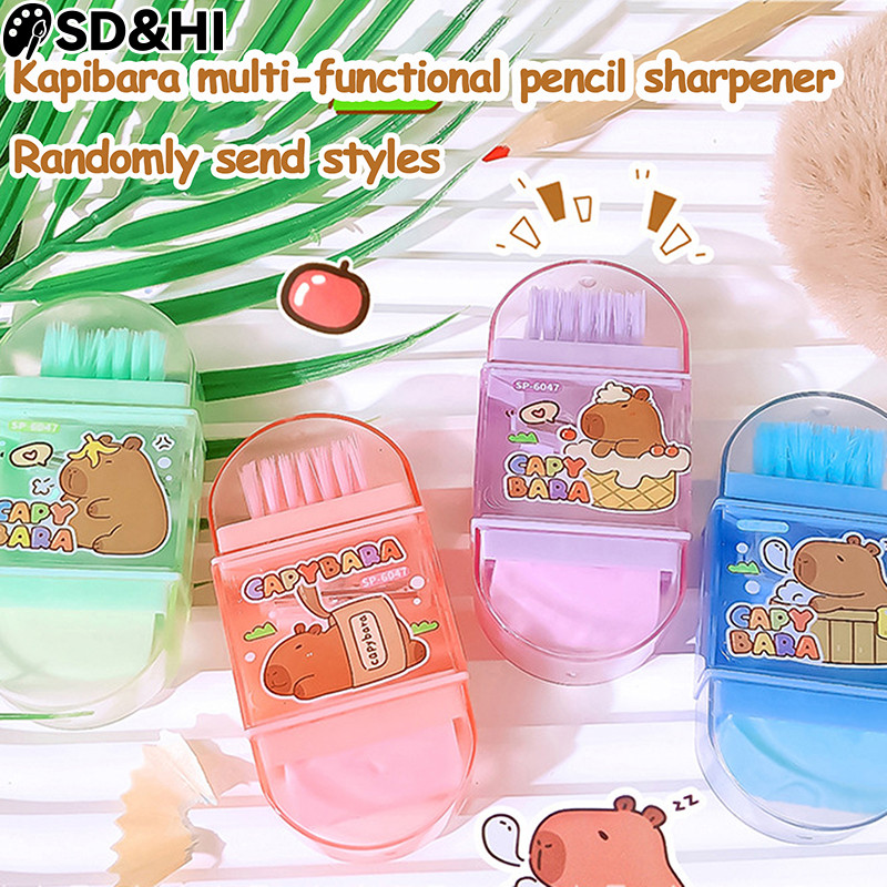 

Cute Cartoon Multifunctional Capybara Eraser Pencil Sharpener Brush Children Gifts Kawaii Student Stationery School Supplies