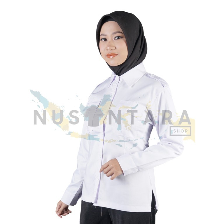 New Kemeja Pdh Wanita Lengan Panjang Baju Pdh wanita Seragam Pns Putih Wanita