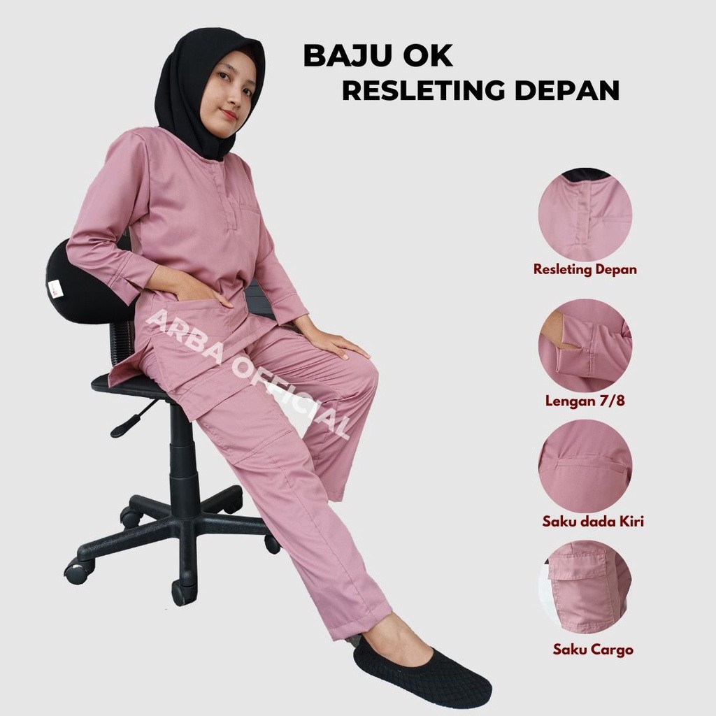 Baju OK OKA RESLETING DEPAN Lengan 7/8 Dokter Petugas medis Perawat