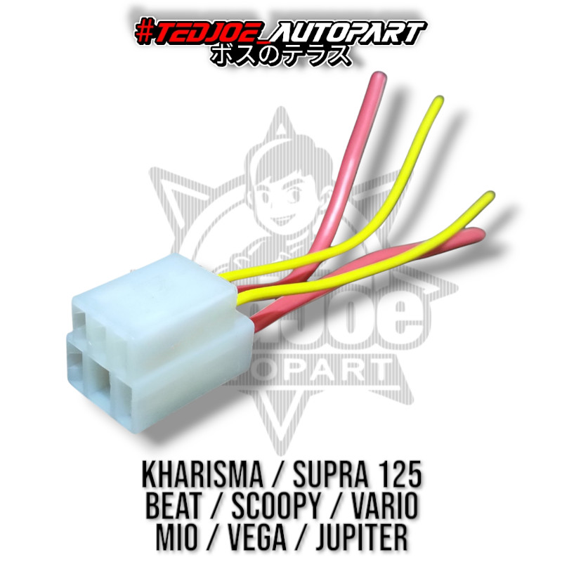Soket Bendik Starter 4 Pin + Kabel Mio Sporty Smile | Socket Relay Stater Beat Karbu FI Vario Kharis