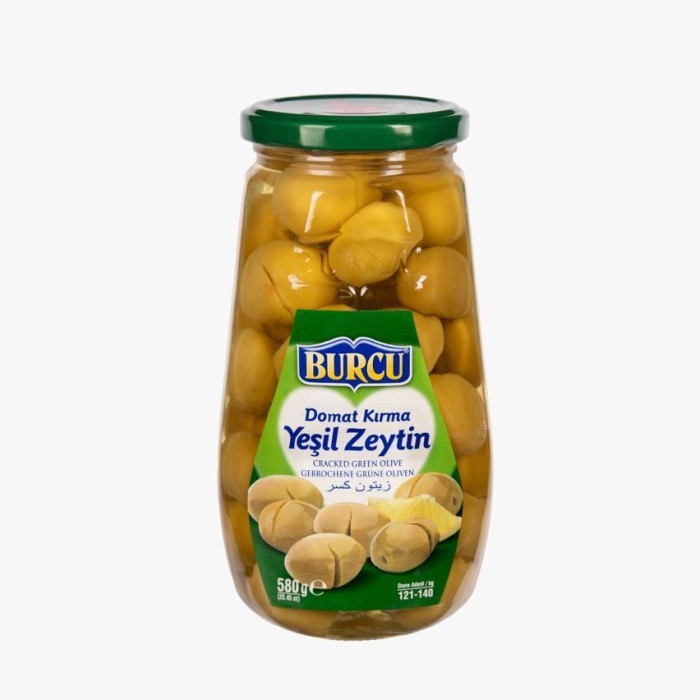 

Burcu Cracked Green Olive 580 Gram. Buah zaitun .zaiton . Hijau Turkey