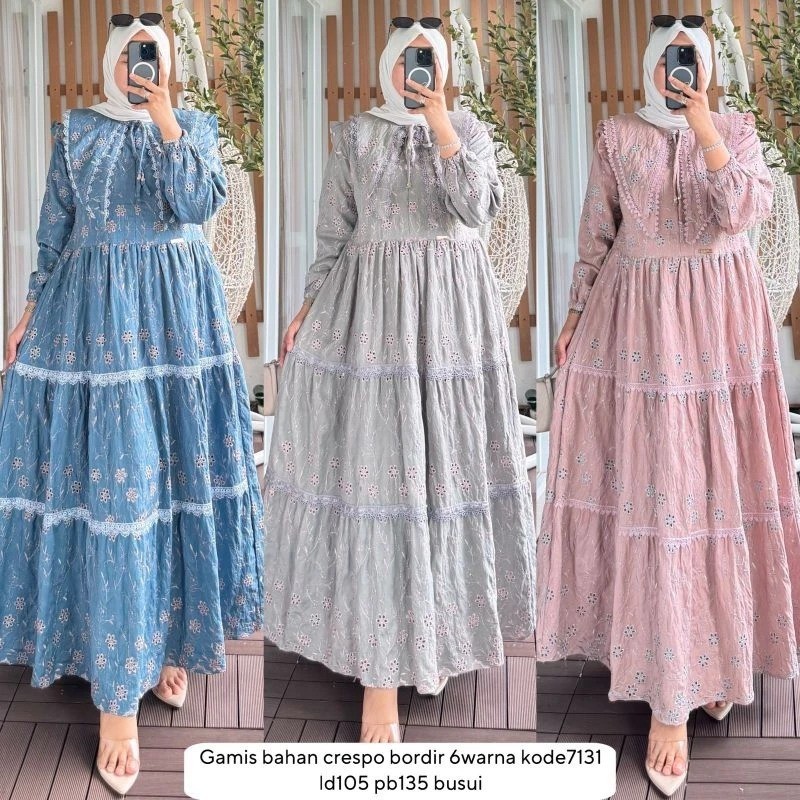 5.5 Gamis Lebaran Wanita Terbaru Husna Dress  BO Size M L XL XXL XXXL LD 100-130 CM PB 140 CM Bahan 