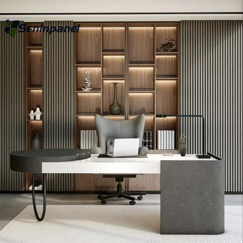 

Seninpanel Decorative Timber Board Akupanel Black Polyester Fiber Composite Wooden Slats Acoustic Panel For Walls