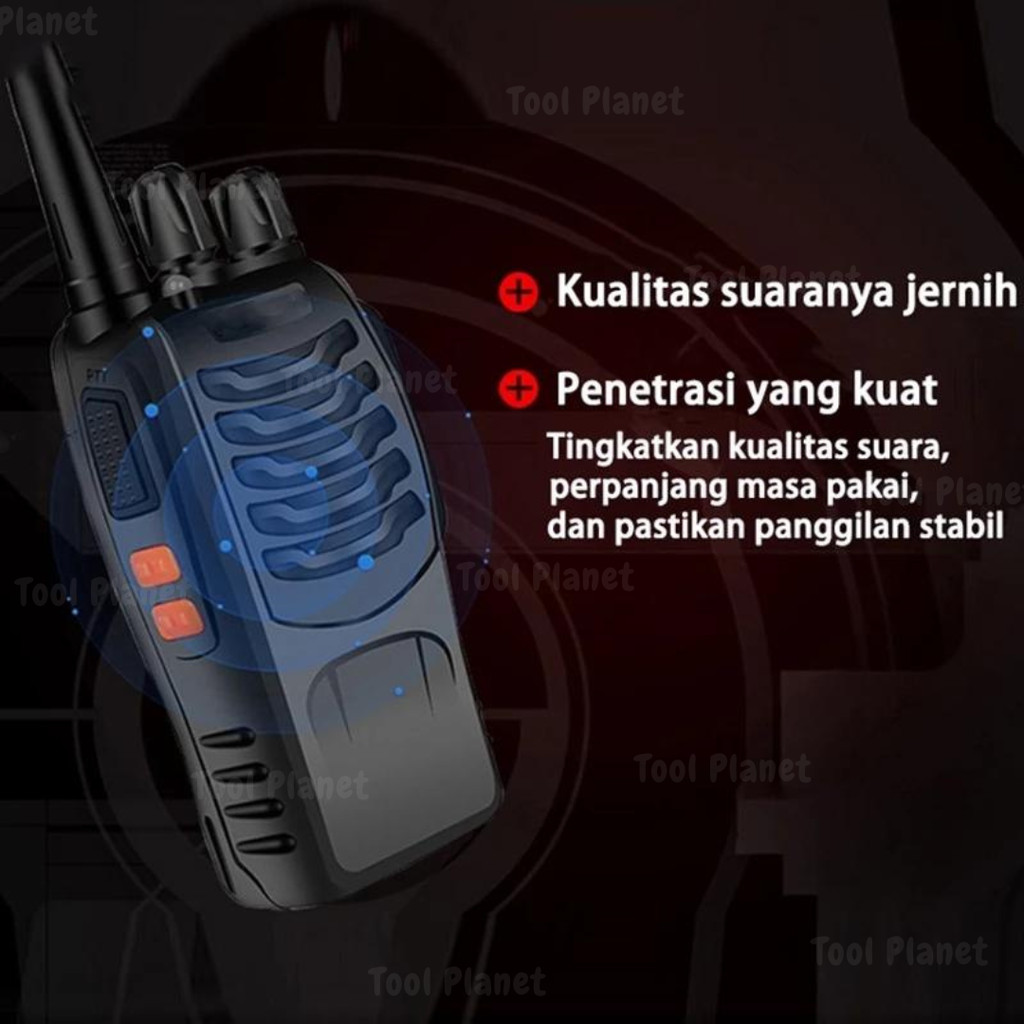 Tool Planet Garansi 1 Tahun ht 888s Ht Walkie Talkie Jarak Jauh 10km Max Handy Talky HT UHF 2 Units