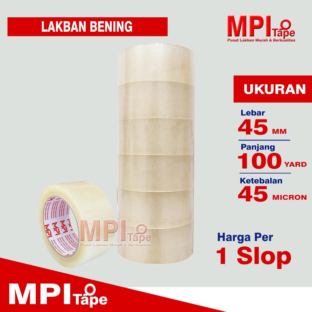 

1 Slop - Lakban Bening 45 mm x 100 yard - Lakban Untuk Packing - MPI