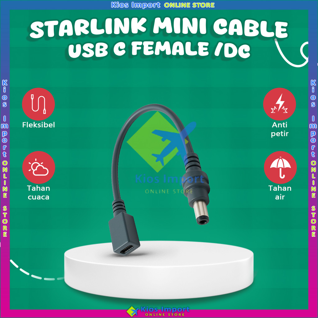 For Starlink Mini USB-C Female To DC Power Adapter AC Power Adapter Cable Transformer Converter