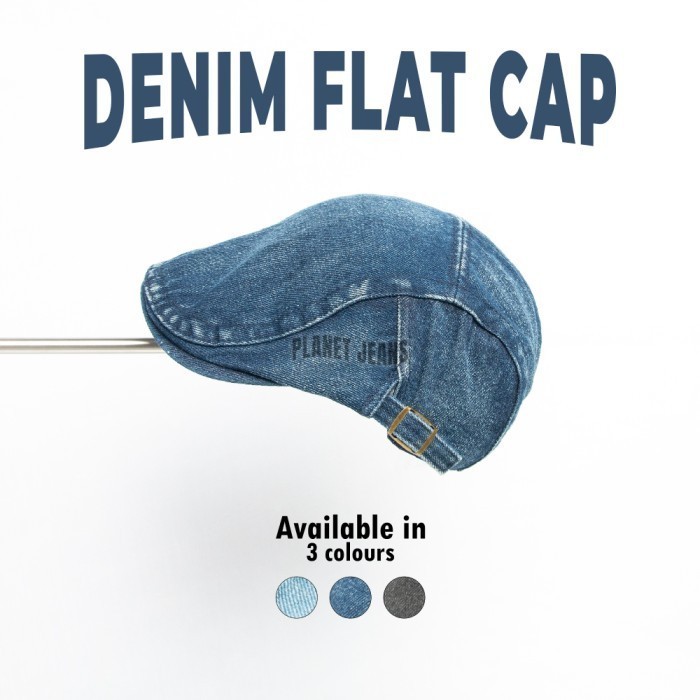 Topi Flat Cap Bahan Denim Pelukis Vintage Baret Newsboy - FC02 Planet Jeans