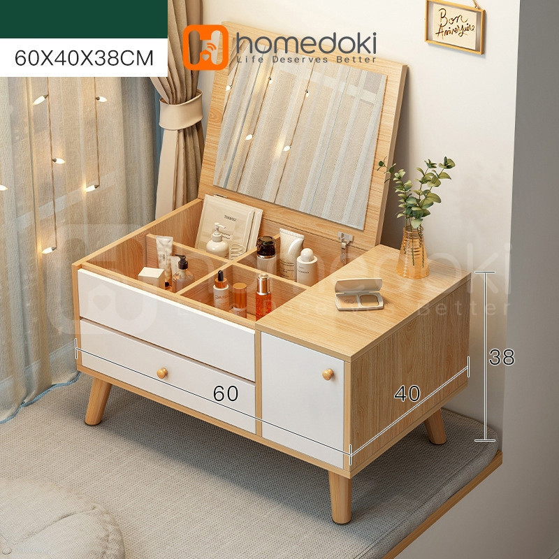 Homedoki Meja Rias/Meja Rias Minimalis/Meja Rias LED/Meja Rias Lampu/Meja Rias Aesthetic/Meja Rias s