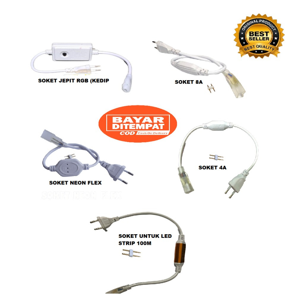 ADAPTOR SOKET COLOKAN UNTUK LED STRIP MODEL JEPIT DAN JARUM BISA UNTUK LAMPU STRIP SELANG 220V ,  NE
