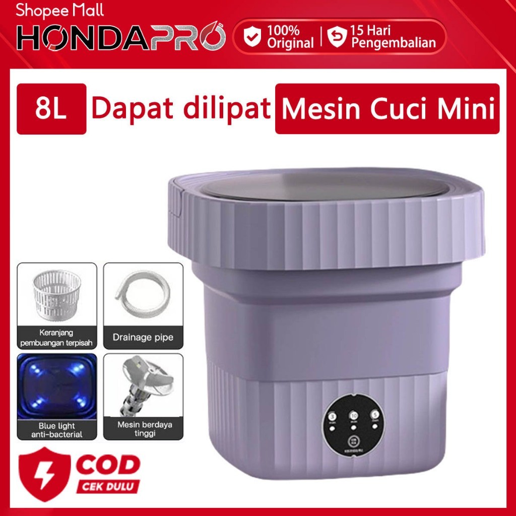 Hondapro Mesin Cuci Mini  8L Portable Mesin Cuci Kecil Lipat Otomatis