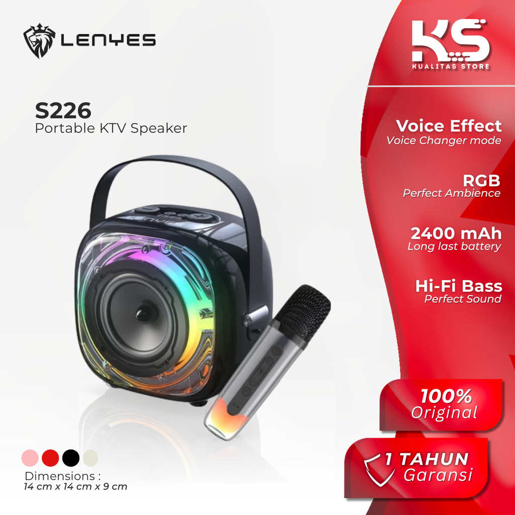 LENYES KARAOKE SPEAKER BLUETOOTH TRANSPARAN RGB 20WATT WITH MICROPHONE HIFI STEREO S226