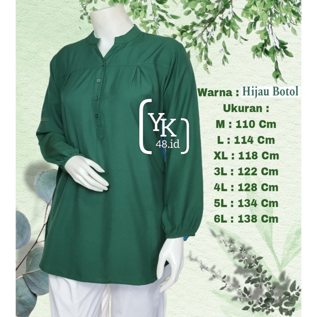 CADELAX_SHOP Blouse Hijau Botol Polos - Blouse - Atasan Wanita Kekinian - Atasan Wanita Terabaru - B