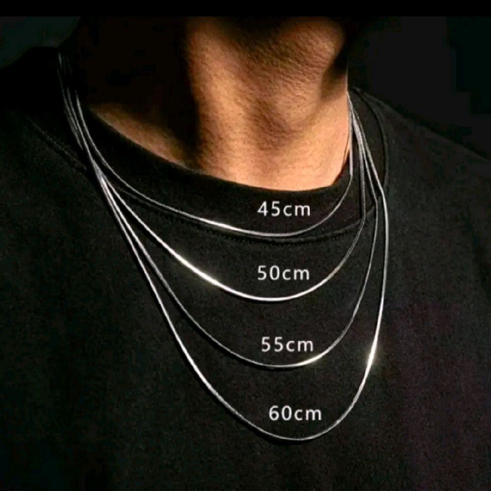 RMT- Kalung Titanium Emas Putih Pria Stainless Stell Model Bulat Anti Karat