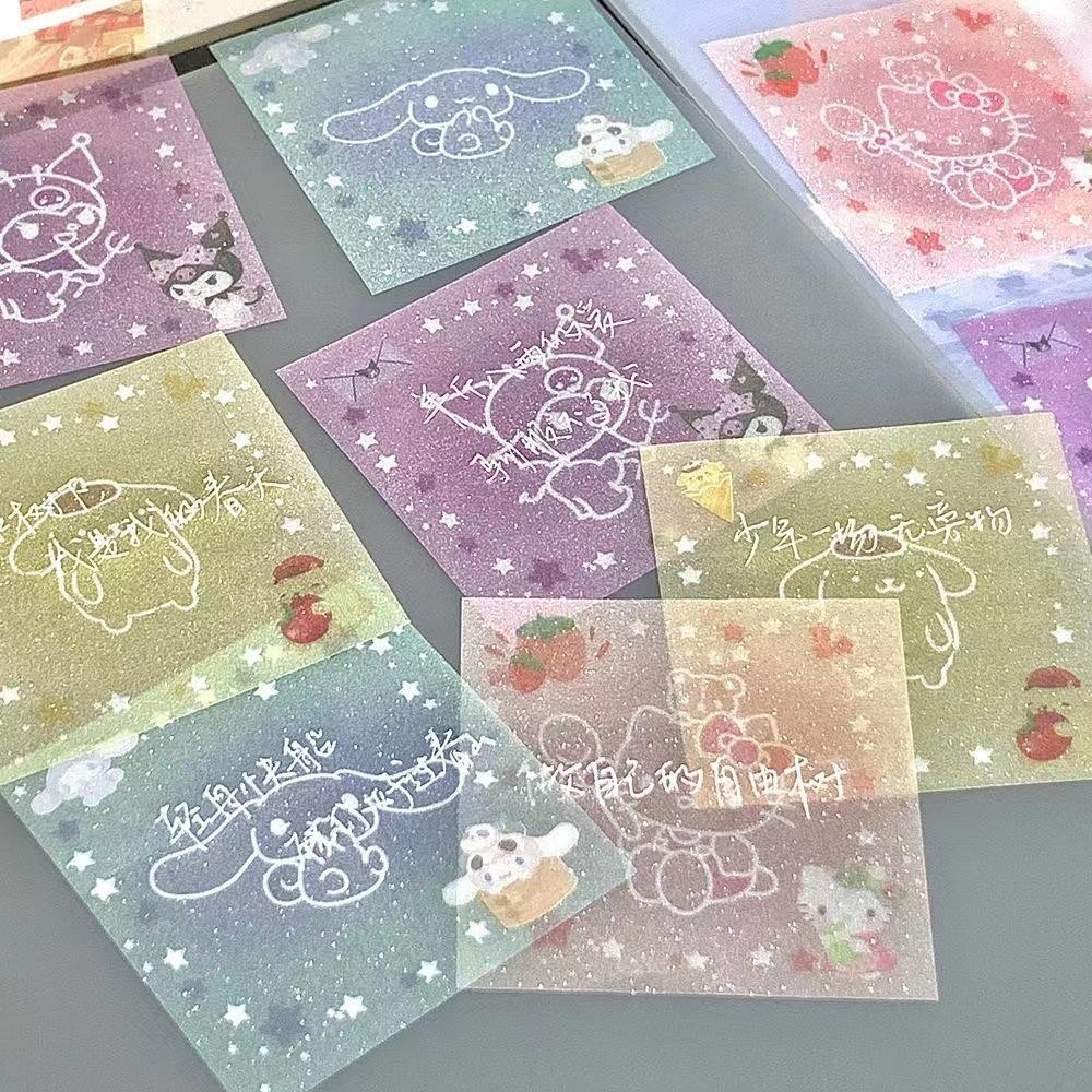 

30 sheets Sanrio Kuromi Cinnamoroll Hello Kitty transparent starlight Memo book Tearable Stickable Note Paper School Supplies