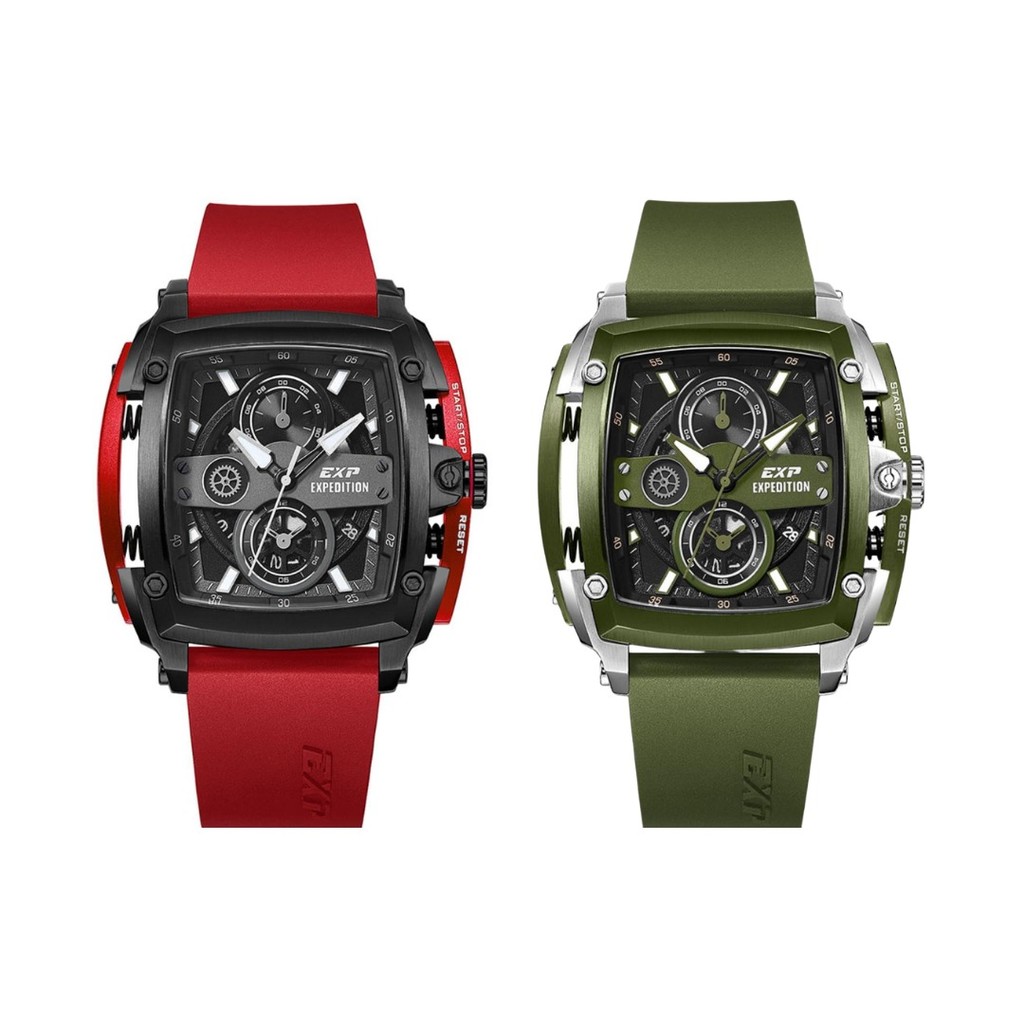 JAM TANGAN PRIA EXPEDITION E3008 E 3008 GCR CHRONOGRAPH RUBBER STRAP