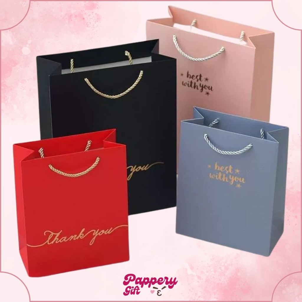 

Paper Bag Gift Cute / Paperbag Hadiah Motif Abstrak Dot Polos Thank You HBD Birthday - SE0546