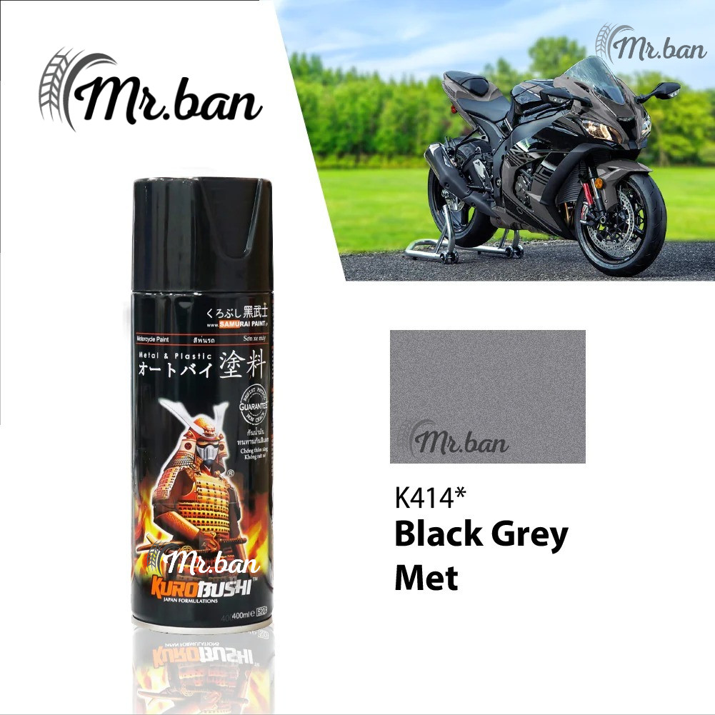 Pilok Pilox Cat Samurai Black Grey Met Hitam Abu Abu Metalik K414 400Ml Cat Semprot Samurai Paint Ku