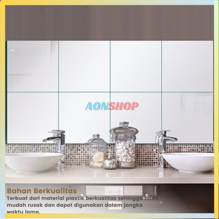 [AS] Stiker Cermin Kaca Dinding Anti Pecah Tempel Persegi 30x30cm Acrylic