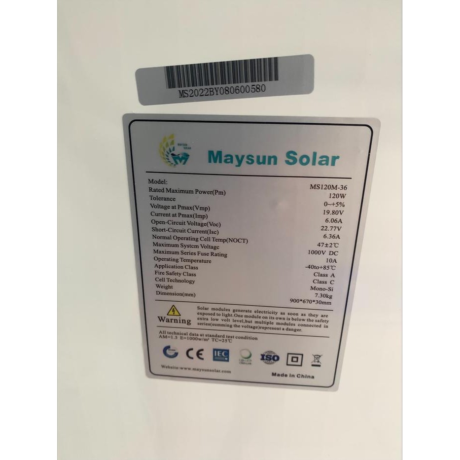 Solar panel surya Mono 120wp Maysun - MAYSUN 120WP
