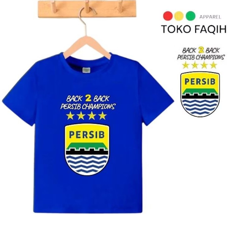 Kaos persib Back 2 back Champions persib Juara Anak - Dewasa Anak 1-12 tahun Bahan combed