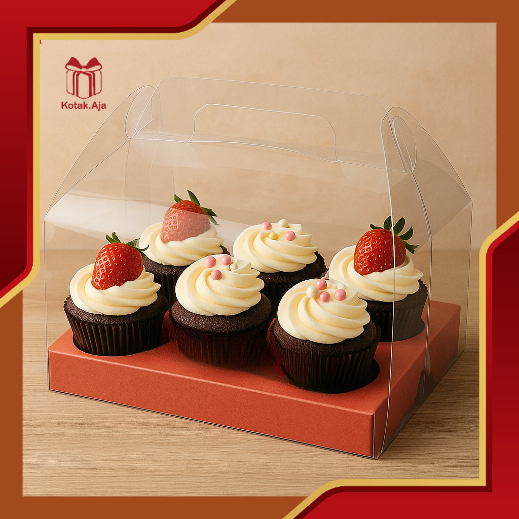 

Gable Box Cupcakes / Gable Box Mika / Box Cupcakes / Kotak Makanan Mika / Box Mika isi 6 | HK05