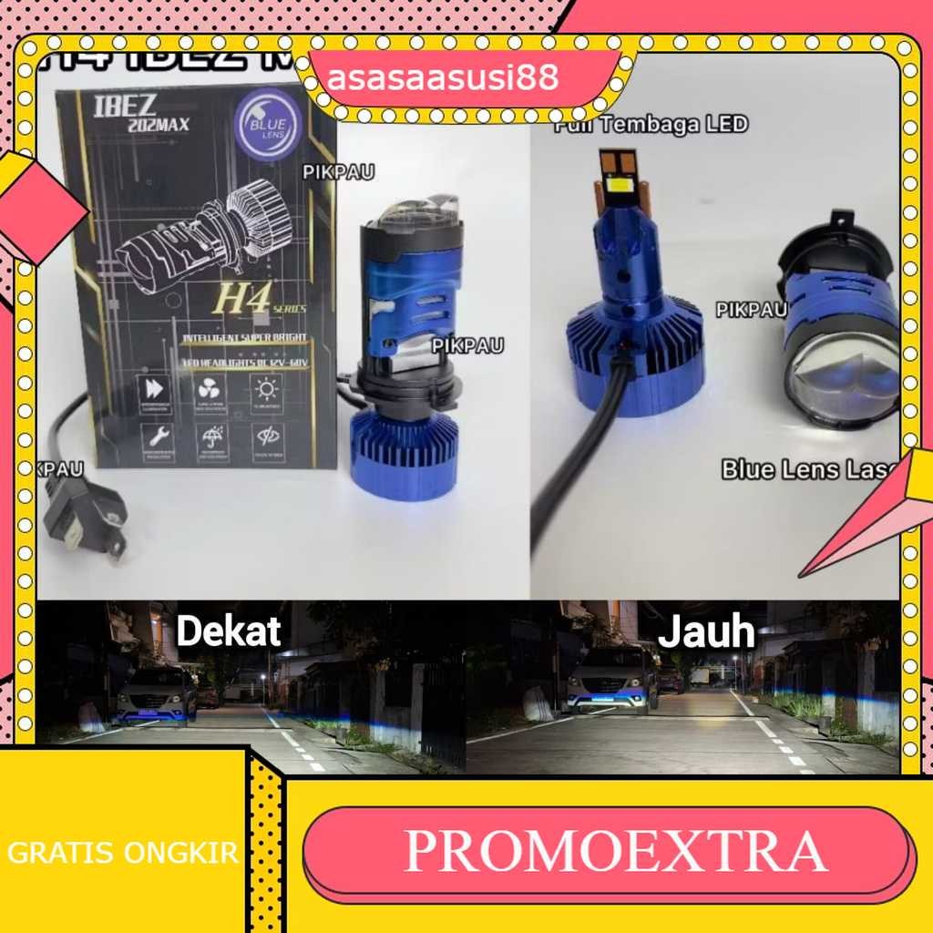 IBEZ 202 Max Lampu Utama H4 Projector Biled Dual Lens