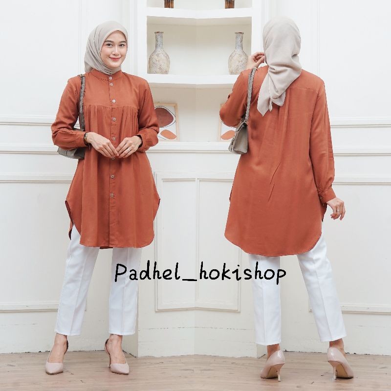 Aluna Tunik / Baju Atasan Wanita Muslim Tunic basic polos rayon twill premium Tunik putih kerja kuli