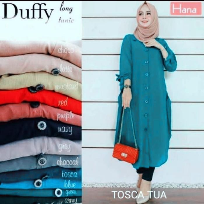 Tunik Jumbo Duffy Ld120&100 Tunik wanita Terlaris Hijab Muslimah Kekinian Atasan Jumbo Busui&Frendly