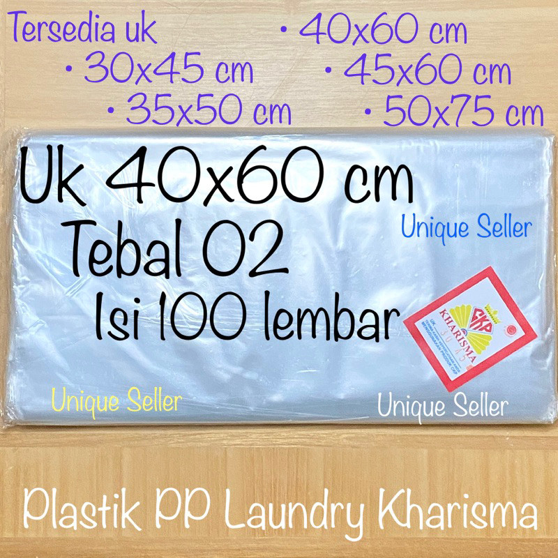 [isi100] Plastik Laundry KHARISMA 40x60 Tebal 02 / Kantong Plastik PP Uk 40 x 60 x 02 / Plastik Opp 