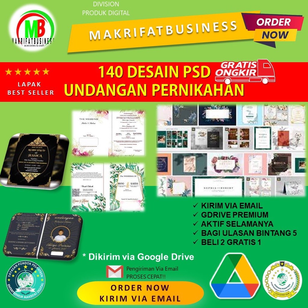 IMRON PRIBADI 140 TEMPLATE DESAIN UNDANGAN PERNIKAHAN PHOTOSHOP (PSD) + BONUS AKSES FILE GDRIVE PREM