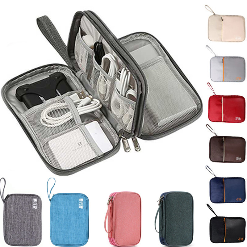 Portable Data Cable Storage Bag Digital USB Charger Earphone Wire Power Bank Organizer Box Travel Ki
